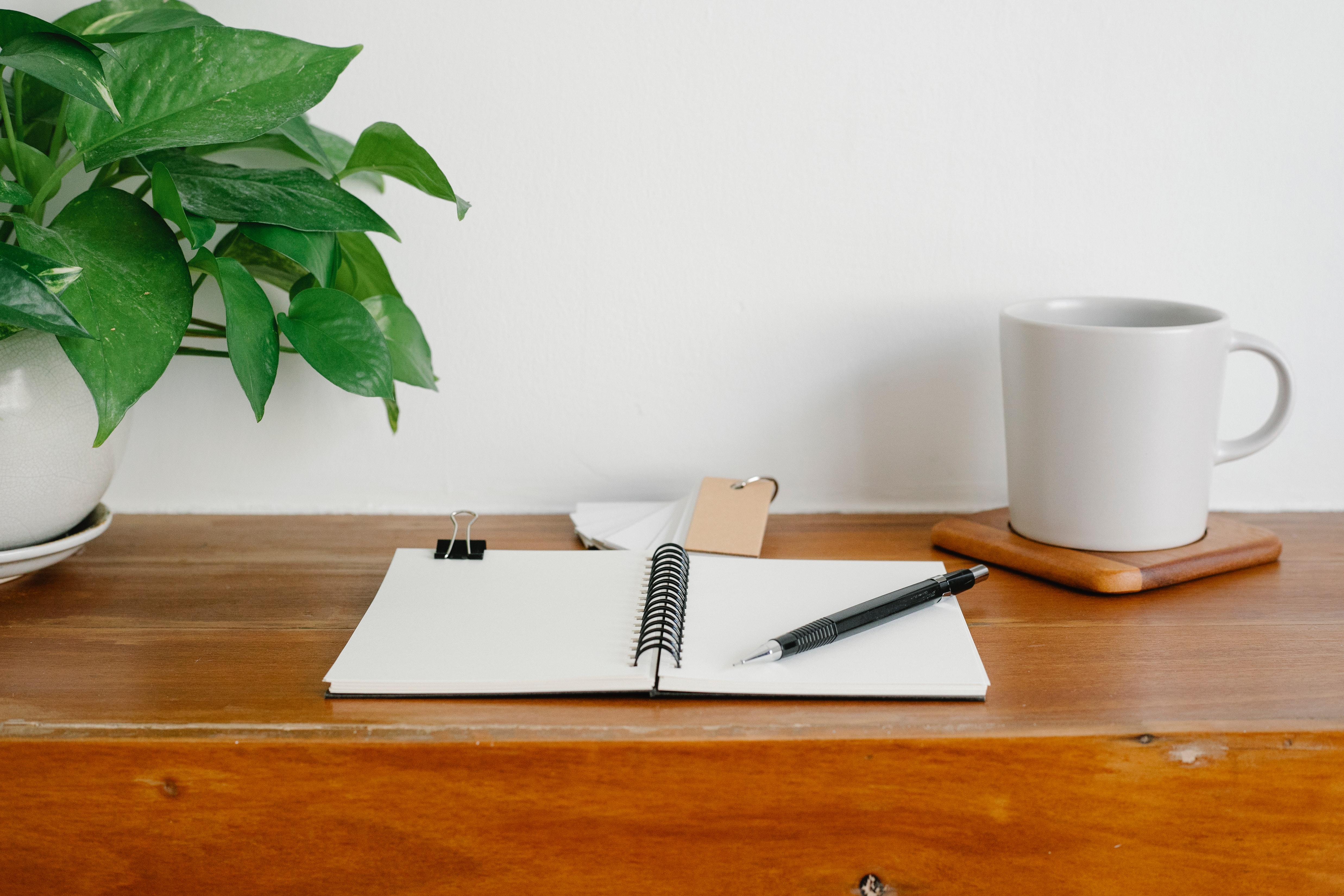 notebook and coffe mug